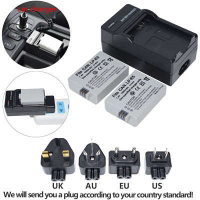 LP-E5 1080mAH 7.4V Battery Or Home&car  Charger For Canon EOS 450D 500D 1000D