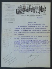 Invoice 1910 LE PETIT ECHO DE LA MODE JOURNAL ORSONI PARIS illustrated header 38