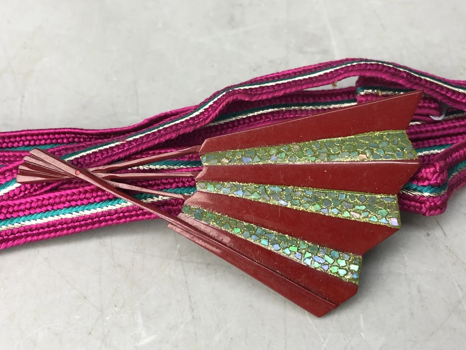 Y7967 OBIDOME Makie Sash clip brooch box fan Japan antique kimono accessory - Image 2 of 4
