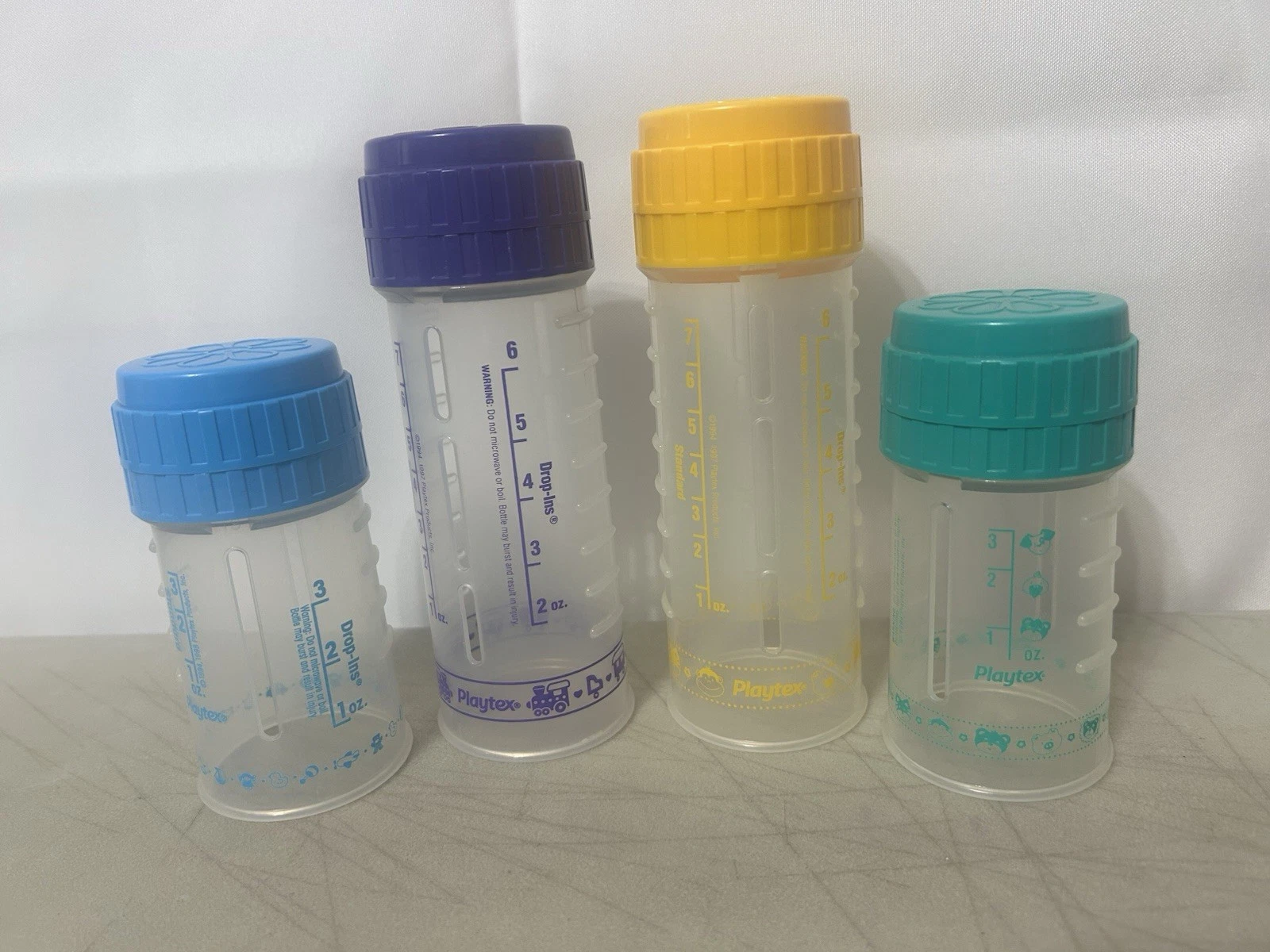 Vintage Playtex Nurser Drop In Baby Bottles Bright Colors No Nipples