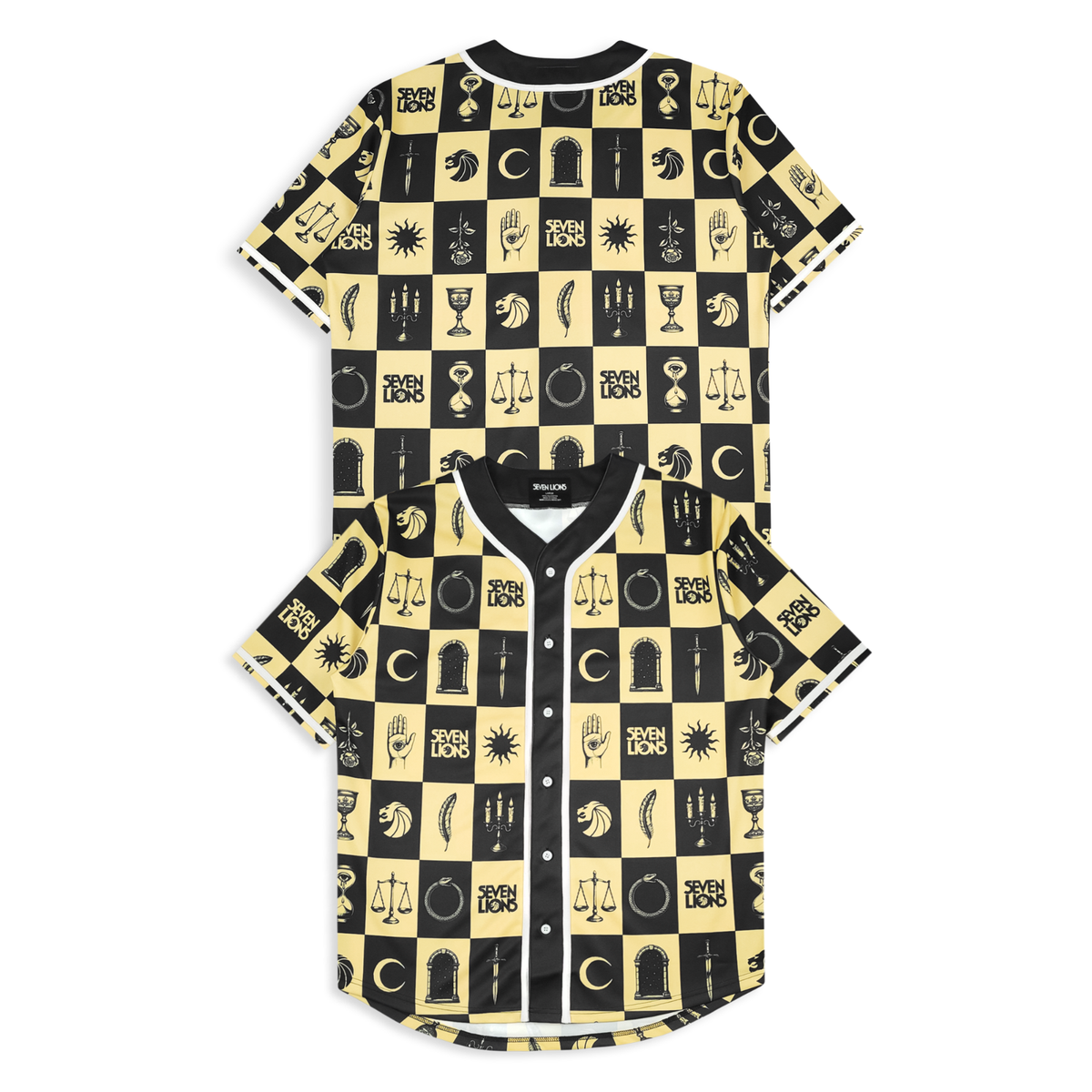 SEVEN LIONS - CHECKERED EDM Rave Baseball Jersey size L Large | eBay