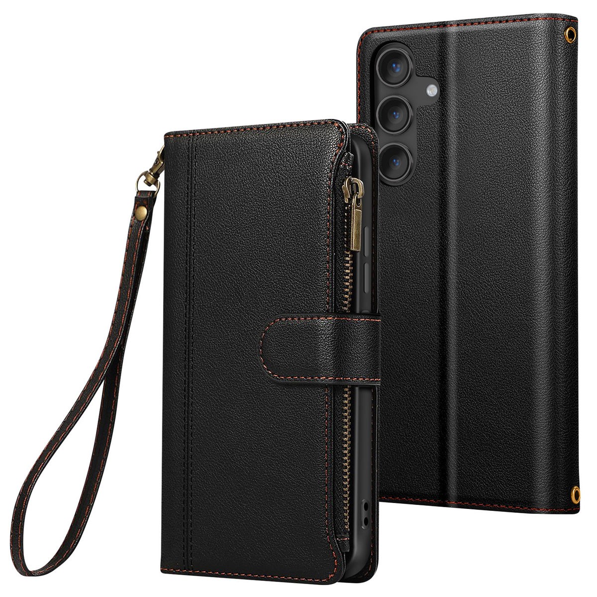 Coque Galaxy S24 folio avec porte-monnaie zip pour liberer vos mains