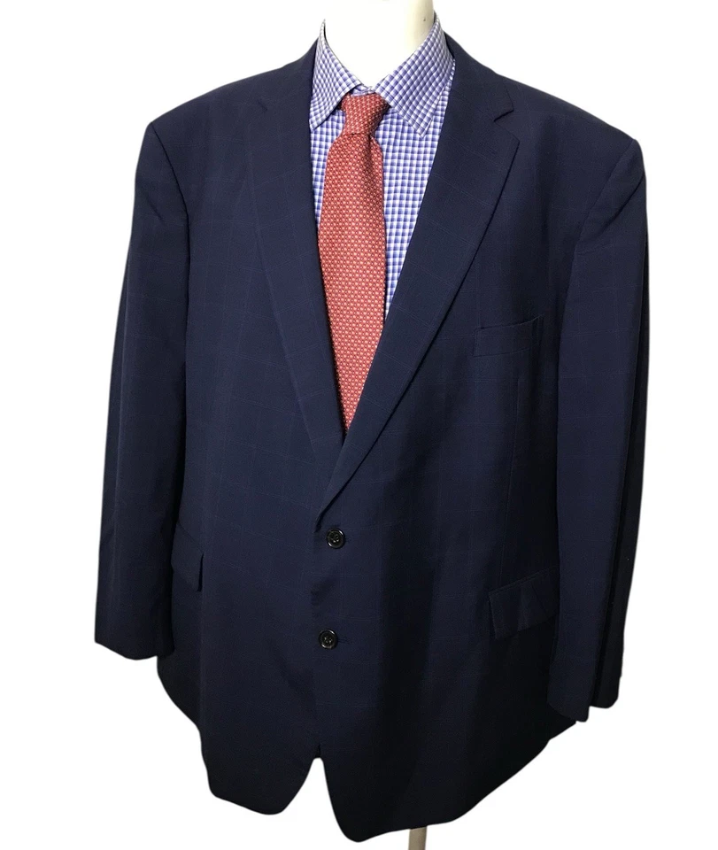 Traje Ralph Lauren 2 Piezas Chaqueta Azul Marino 54R Pantalones Ventana 50X27 Frente Plano Foto 2 de 4