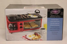 Nostalgia Retro 3-in-1 Family Size Breakfast Station NO COFFEE POT J5