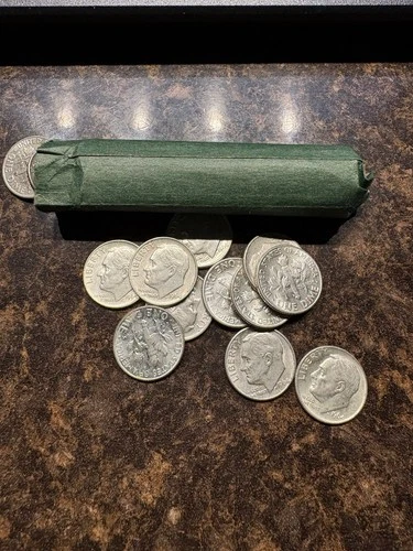 1964 silver Roosevelt dime roll (50 Dimes)