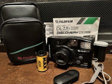 Fujifilm 35mm Film Camera Discovery 270 Zoom Tested Working w/ Film Remote Case