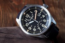 Citizen Men's Watch Aviator Eco Drive Stainless Steel Black Nylon strap 42mm