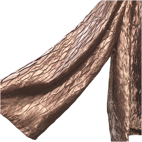 Travelers Collection By Chicos Sz 2 Large Bronze Gold Textured Cowl Neck Blouse - Picture 5 of 6