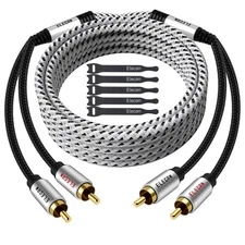 Elecan Premium RCA Cable 6 Ft (Hi-Fi Sound-16 AWG-Shielded) 2 Male to 6FT 