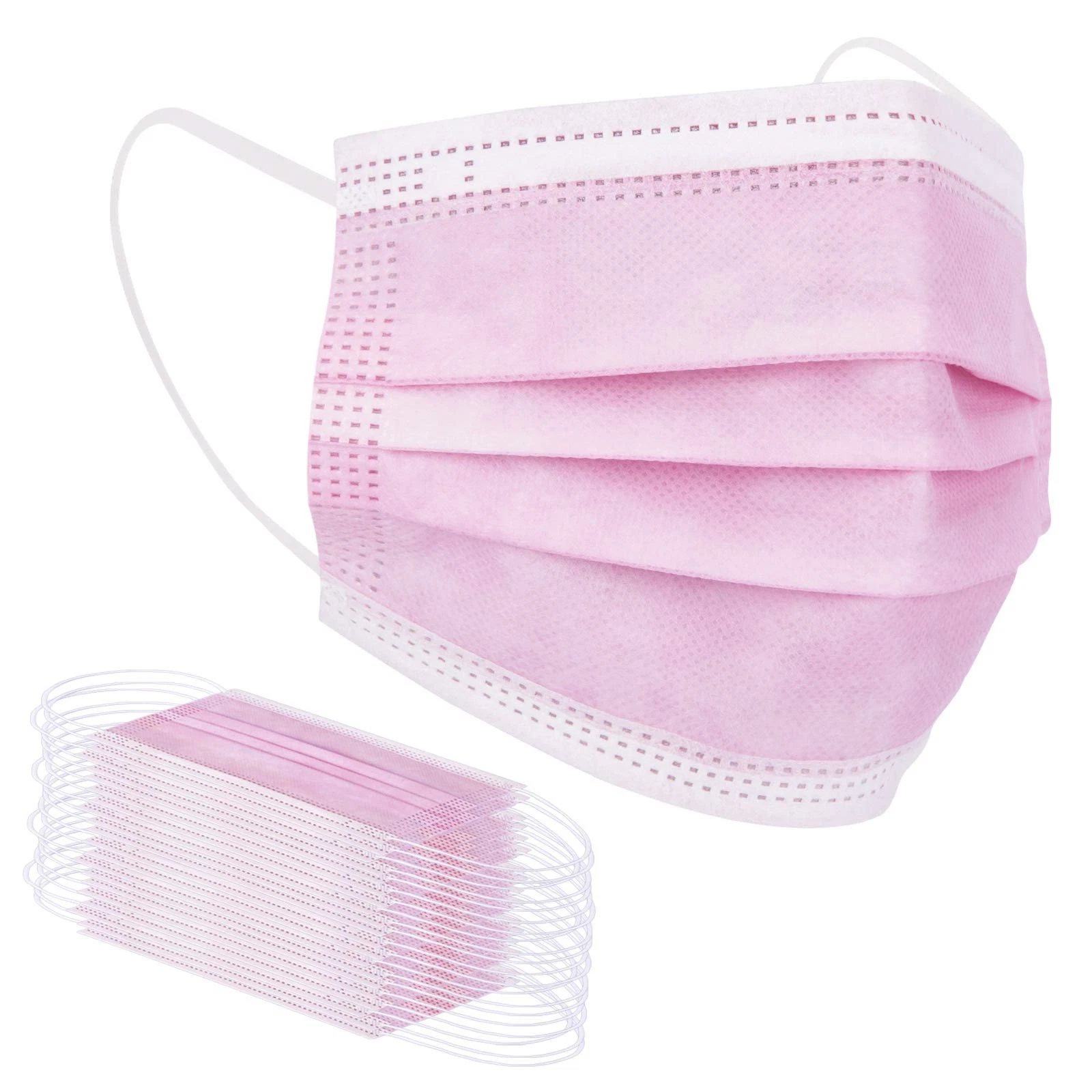 GreenSkin Organic Pink 3-Layer Disposable Face Masks –200 Count (2 Packs of 100)