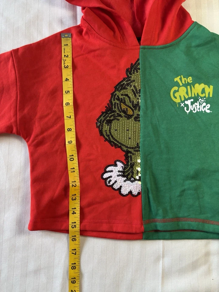 Sudadera con Capucha The Grinch x Justice Colorblock Lentejuelas Talla S Nueva con Etiquetas Roja y Verde Navidad Foto 3 de 4