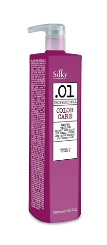 SILKY.01 SHAMPOOING ANTIJAUNE avec INGRÉDIENTS ACTIFS POUR RÉDUIRE LE JAUNE/TONS 33,8 oz - Photo 1/5