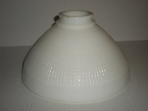 10" Antique Diffuser Torchiere Milk Glass Waffle Lamp Shade Grounded 3" Fitter