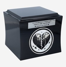 Urn with broken heart Urn for ashes Modern box shaped urn