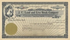 J. U. Land and Live Stock Company Stock Certificate (Nevada, 1910's)
