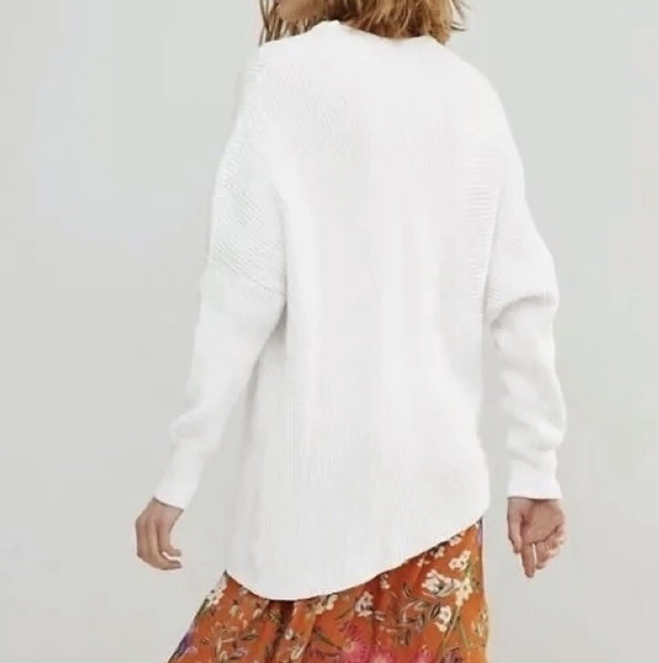 Free People Womens Downtown Asymmetrical Ribbed Knit Sweater