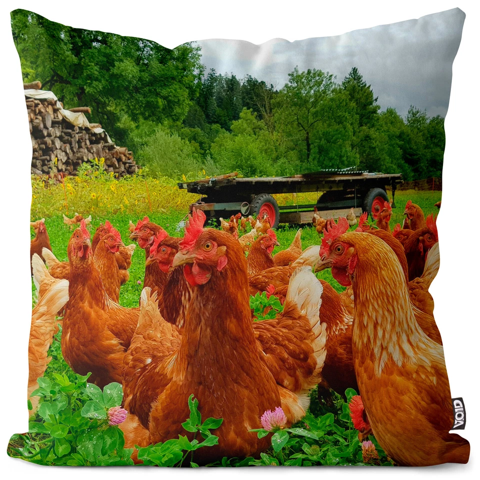 VOID Kissenbezug Ostern Landhof Wiese Henne Ostern Osterhase Garten Huhn Ei Eier - Bild 1 von 3