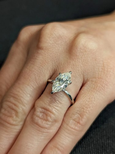 2 Ct Marquise Cut Treated Diamond Engagement Ring In 925 Silver! Certified - Picture 2 of 12