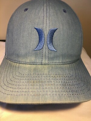 HURLEY Flexfit BASEBALL CAP surf skate gray aqua Small Medium hat