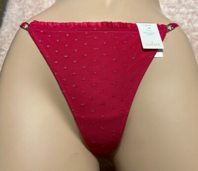 L (12-14) Colsie heart shimmer hot pink g string thong nwt