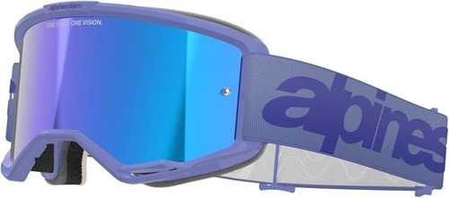 Alpinestars Vision 5 MX ATV Goggles - Wordmark - Purple - Blue Mirror Lens