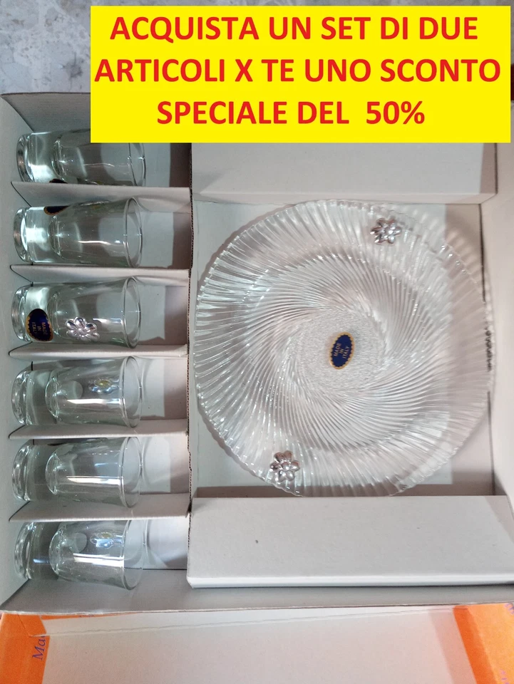 Piatto decorato e 6 bicchierini vintage argento - Immagine 3 di 4