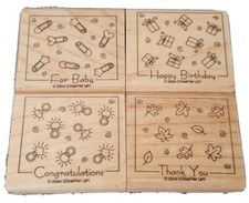 Stampin Up Congratulations, Thank You, For Baby, Happy Stamp Rubber Wood Mount