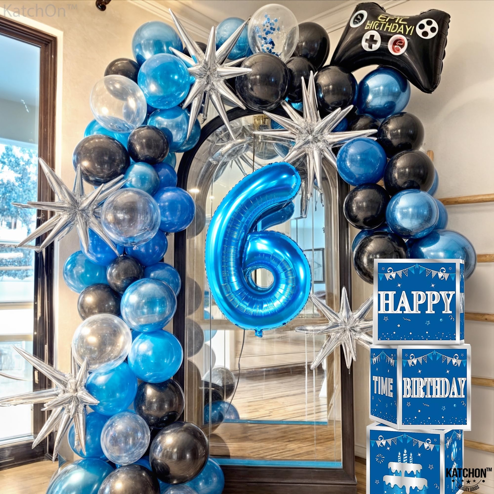 KatchOn Giant Blue Number 6 Balloon - 40 Inch | 6th Birthday Balloon for 6th ...
