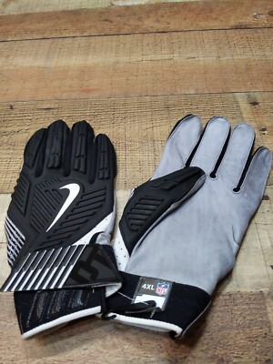 Nike D Tack NFL Padded Lineman Gloves 4XL XXXXL Black White PGF463 DT Tackle $65