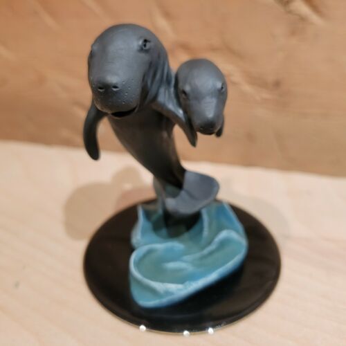 Statuina statuina resina lamantino mamma e bambino 3 1/2" vintage - fienile swanky - Foto 9 di 12