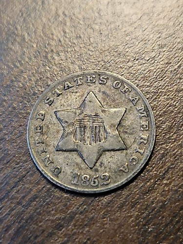 1852 US 3 CENT SILVER PIECE - Picture 2 of 4