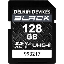 New Delkin Devices 128GB BLACK UHS-II SDXC Memory Card, USA Dealer #29774