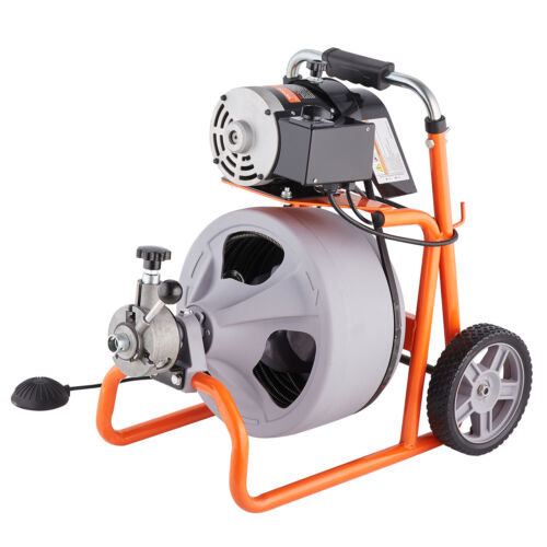 VEVOR Drain Cleaner Machine 75FT x 3/8 Inch Auto Feed with Wheels & 8 Cutters - Picture 9 of 12