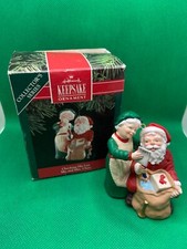 1991 Hallmark Christmas Ornament Checking His List Mr Mrs Claus 6th in Series