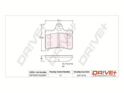 DR!VE+ DP1010.10.0851 BRAKE PAD SET, DISC BRAKE REAR AXLE FOR CITROËN