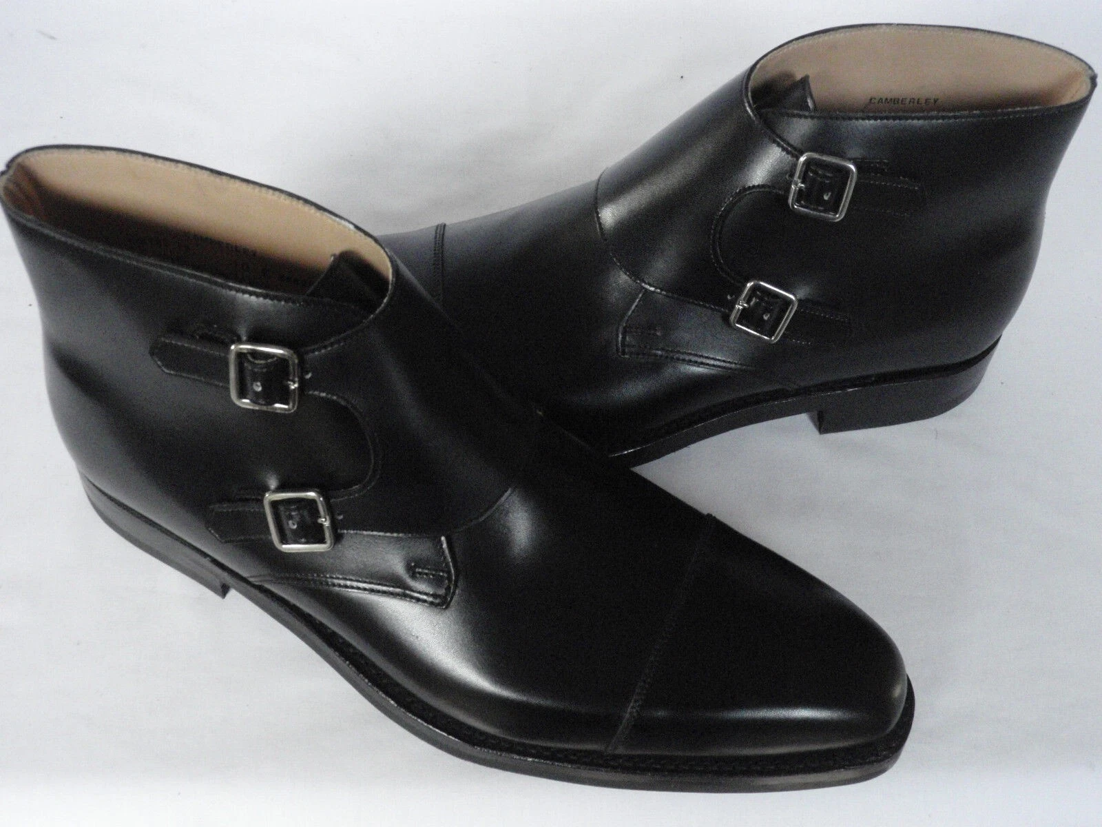 Handmade Men black Oxford toe monk boot, Men formal leather boot, Men black boot