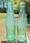 2- Vintage COCA-COLA COKE BOTTLE  Columbia, SC  7 1/2" Tall Thick Green Glass