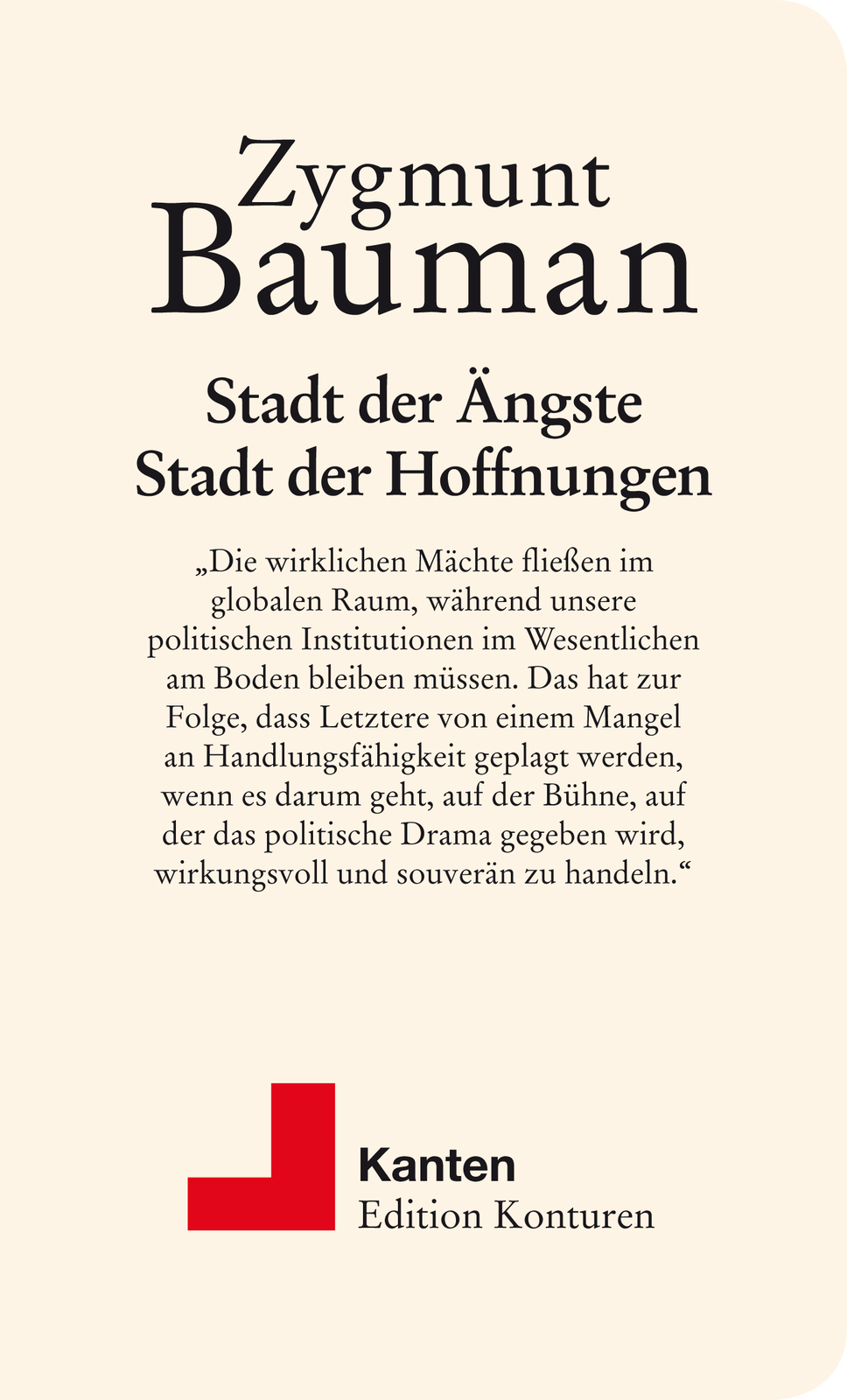 Thumbnail - Zygmunt Bauman / Stadt Der Ängste, Stadt Der Hoffnungen