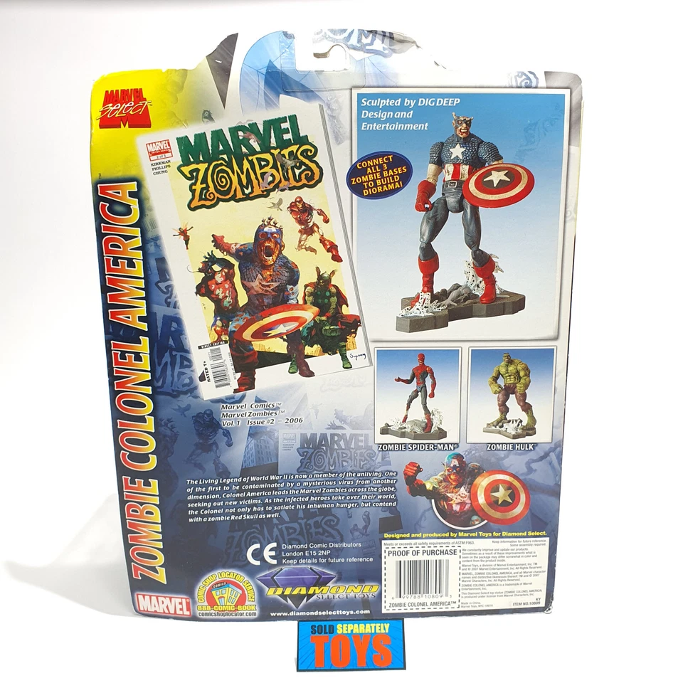 Boneco Marvel ZOMBIE CORONEL AMERICA NOVO Diamond Select Toys edição especial - Imagem 3 de 4
