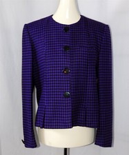 Vintage PEABODY HOUSE Purple Wool Houndstooth Blazer Lined Size 9