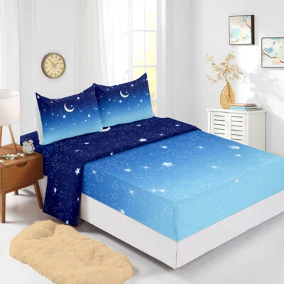 Colour Gradient Pattern Bed Decor Fitted Sheet Set Single/Double/Super King Size