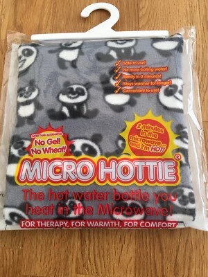 Hotties Grey Panda Fleece Microwavable Heat Pad Hot Water Bottle Micro Hottie