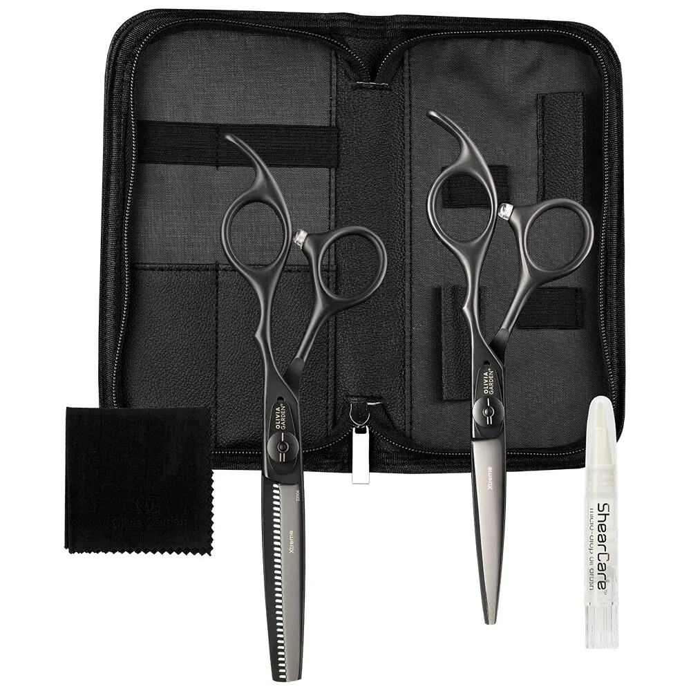 OLIVIA GARDEN Scherenset EXTREME matt schwarz Friseurschere Rechtshand NEU