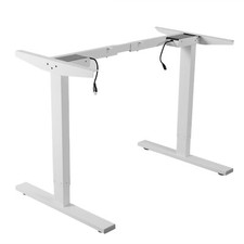 White Electric Stand Up Desk Frame Dual Motor Standing Height Adjustable Control