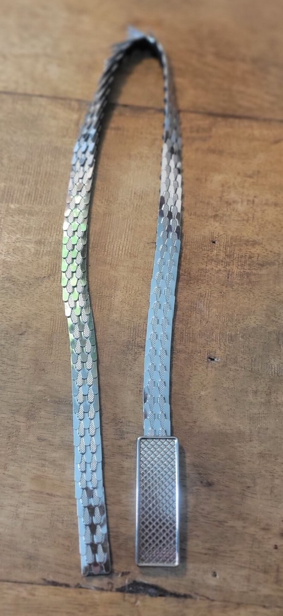 Vintage Stretch metal Scale Snake Flexible Belt Silver  display picture 2