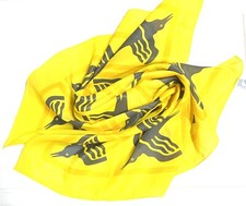 Vintage scarf, yellow with black birds, Japan
