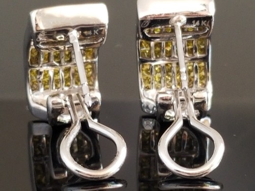 2TCW Intense Yellow Princess Diamond 14k white gold earrings - Picture 5 of 13