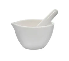 Porcelain Mortar & Pestle Set, 2oz - Unglazed Grinding Surface - Eisco Labs