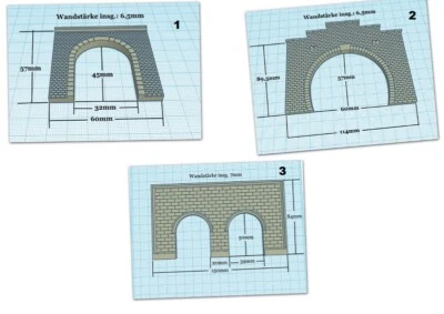 Tunnelportal Tunnel Spur N - 3 versch. Modelle - 3D Druck PLA - Grau oder Weiss