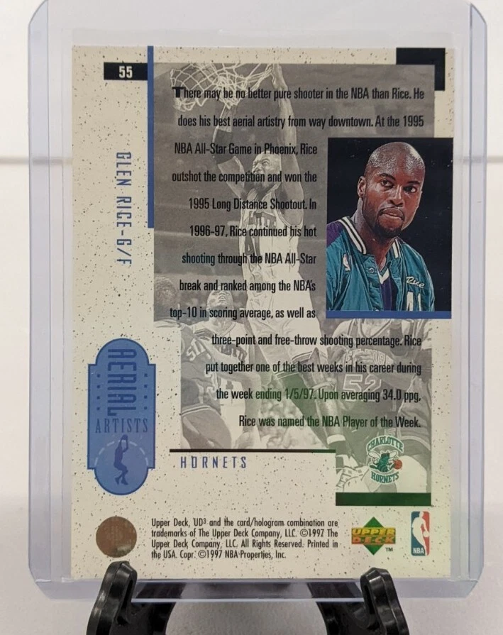 1996-97 Upper Deck UD3 Aerial Artists #55 Charlotte Hornets - Glen Rice 💎💎 💎 - Image 2 of 2